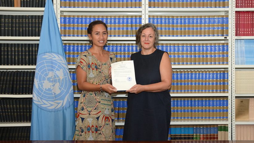 The Cook Islands was the first state party to the TPNW to submit a declaration to the UN Secretary-General as required by Article 2 of the Treaty. Siai Taylor, a foreign affairs officer at the Ministry of Foreign Affairs of the Cook Islands, deposited the country’s instrument of accession to the TPNW with the Office of the UN Secretary-General on 4 September 2019, and simultaneously submitted its Article 2 declaration.