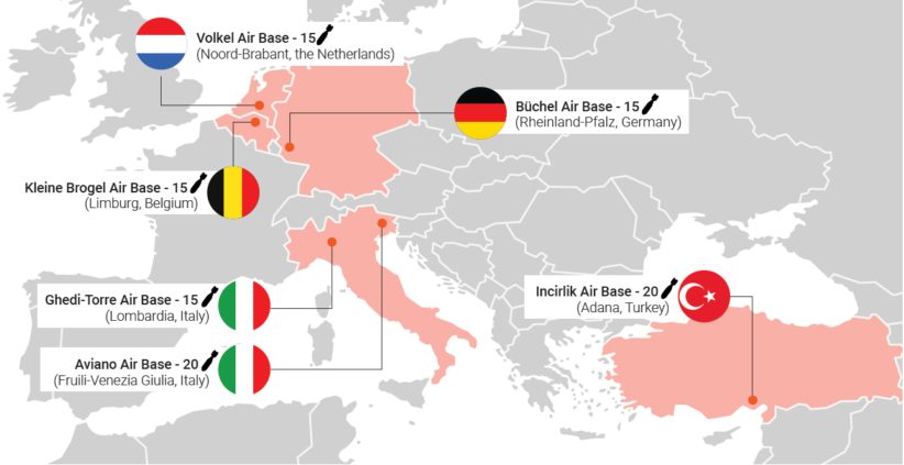 Locations of foreign-deployed nuclear weapons, 2021.